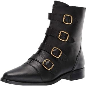 J.CREW Multi-buckle Leather Short Boot Black Leather Size 7